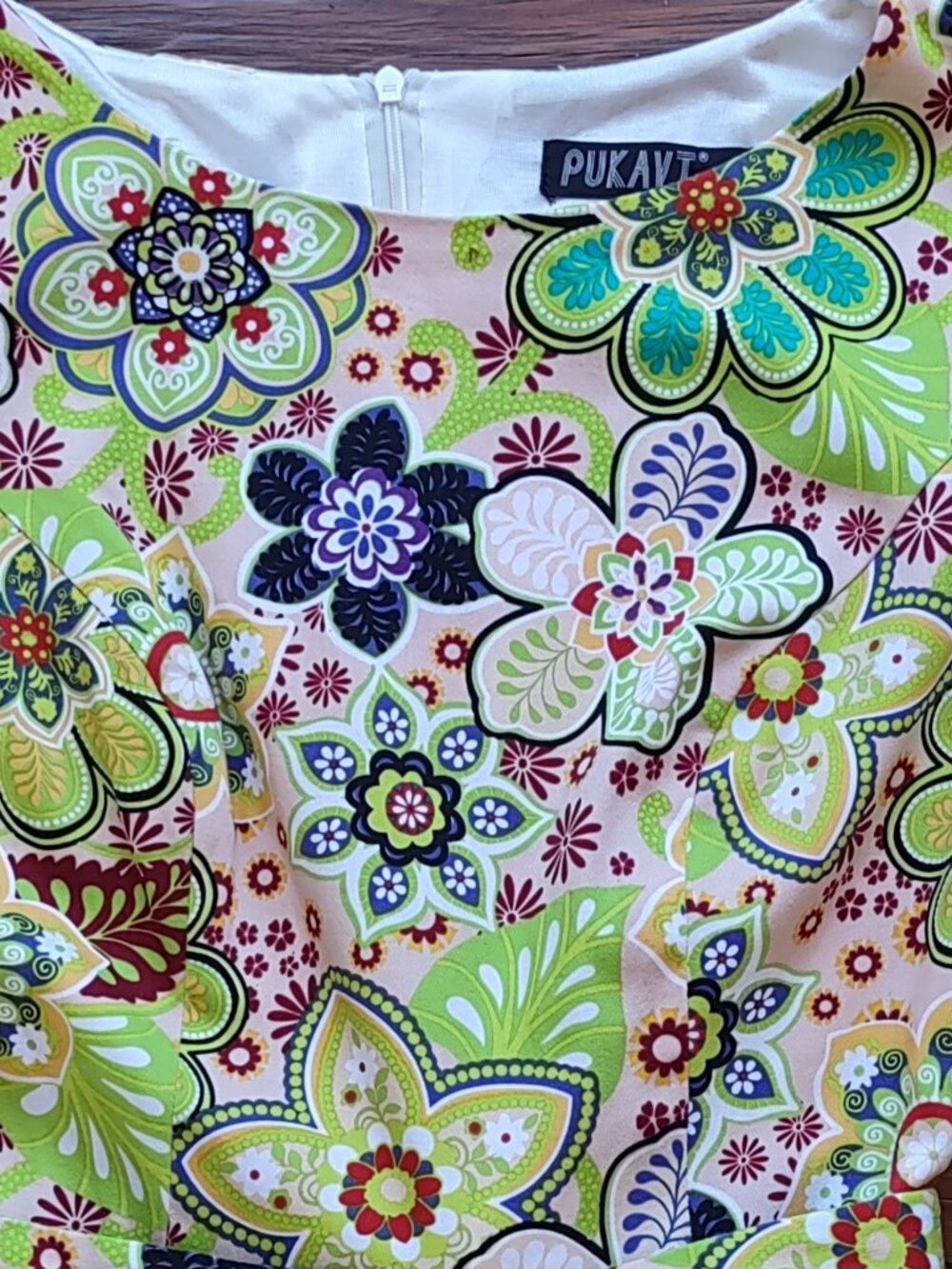 Pukavt Floral Dress Fit & Flare Sz XSmall 'Flower Power' Mod Indie Retro Hippie - Picture 10 of 11